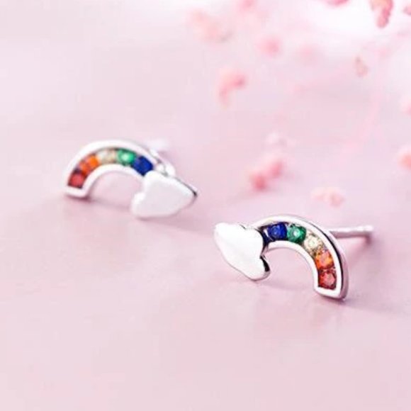 Rainbow Pride Silver Stud Earrings - Picture 1 of 4